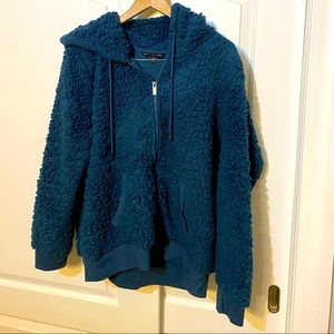 Fuzzy fleece Hoodie XXL EUC Teal